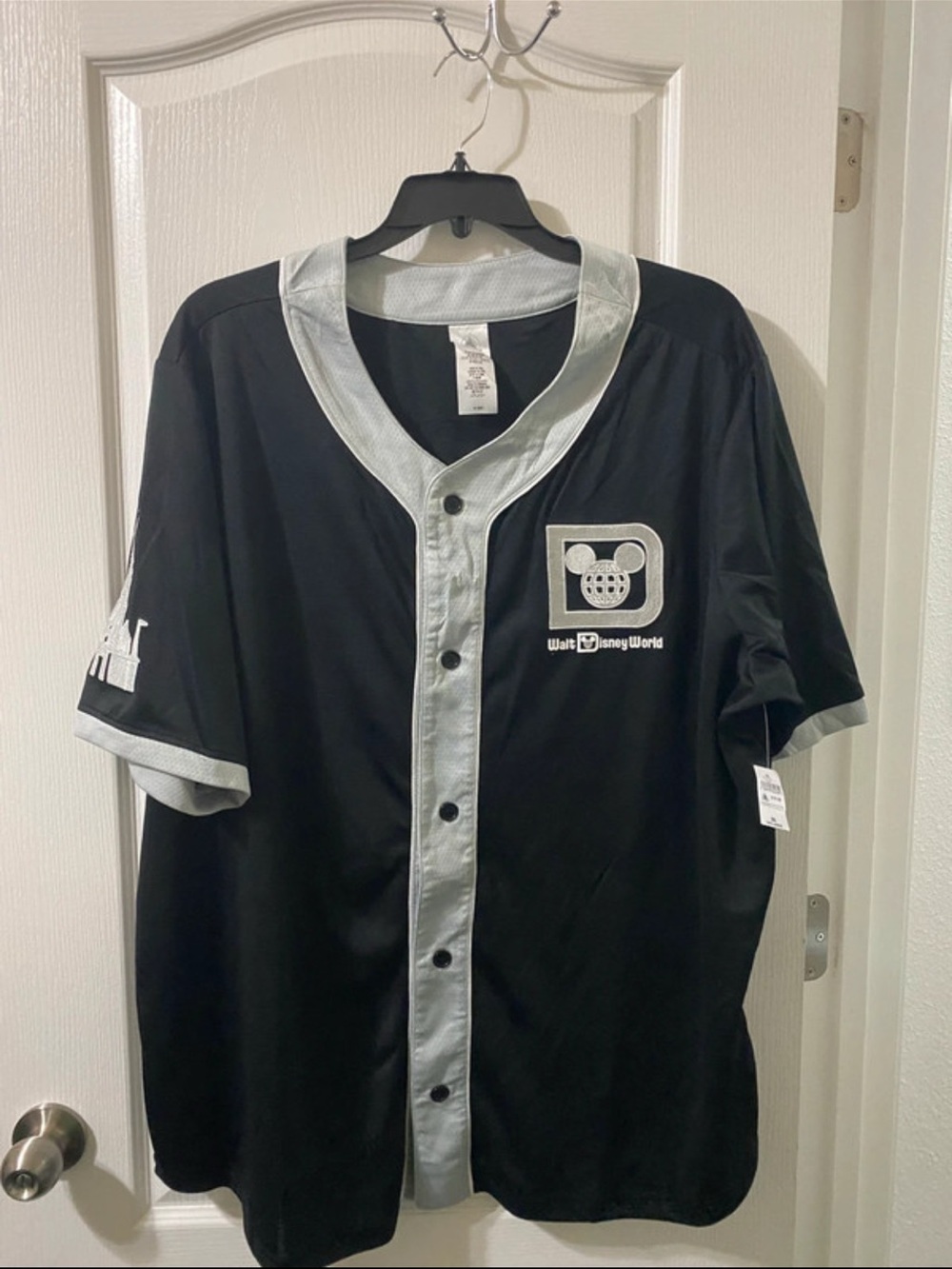 Disney Black Baseball-Style Jersey with Silver Trim